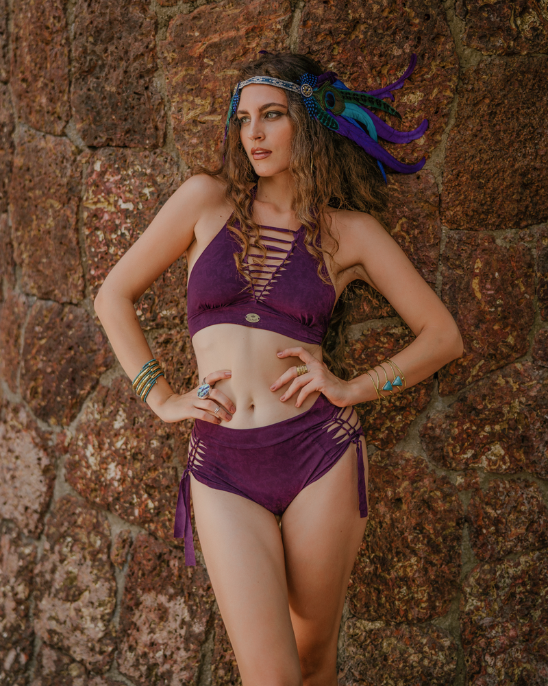 Shabby Purple High Waisted Bikini Set For Women "NELLY"