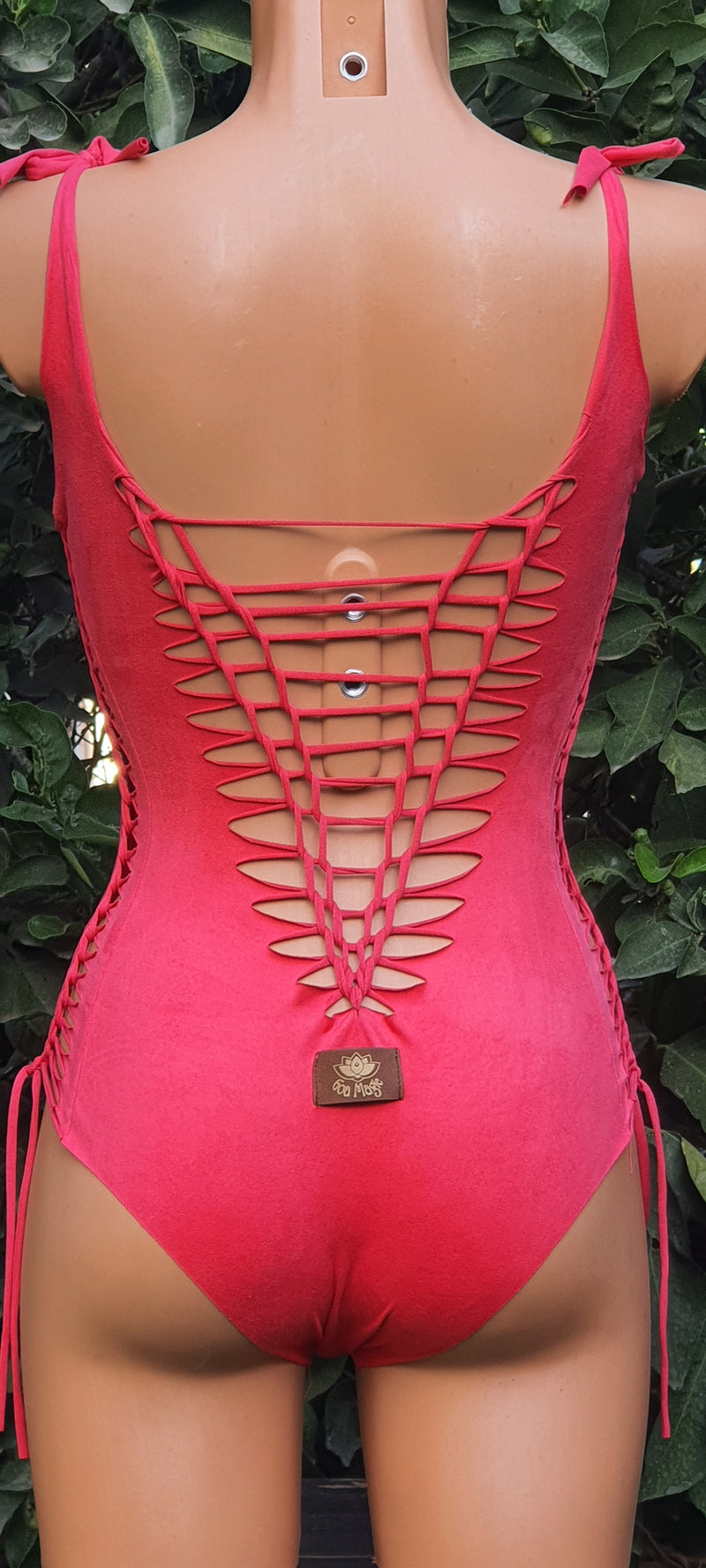 Clearance - Suede Look Pink One Piece Swimsuit For Women "DELI"