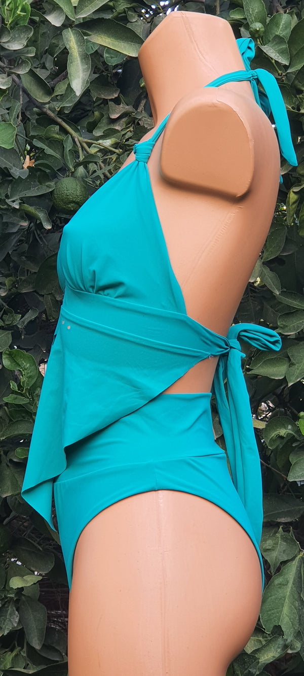Clearance - Cheeky Printed Turquoise Tankini Swimwear For Women, "SHANI" Bikini set (Lycra fabric)