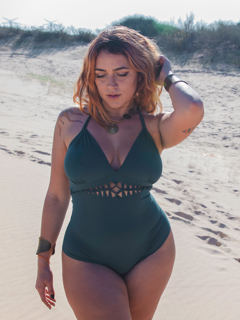 Plus Size - One Piece Swimsuit For Women in Teal, Dark Turquoise "KARLA" (Thick Lycra Fabric)
