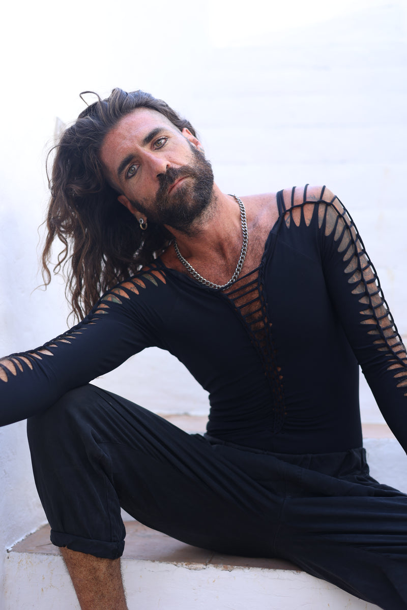Long Sleeve Black Leotard, Dance Bodysuit