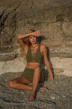Yoga Tank Top in Olive Green, Sexy Yoga Clothes
