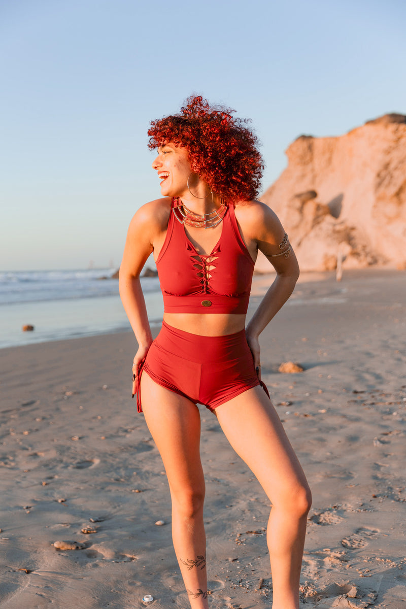 Booty Shorts in Red, Sexy Yoga Clothes