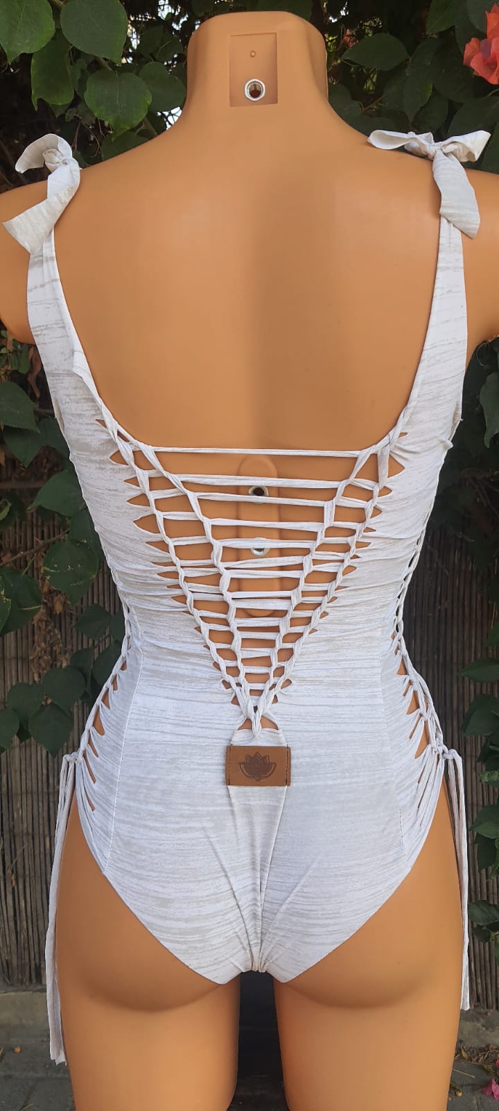 Clearance - One Piece Swimsuit For Women in Transparent White "SIDE" (Lycra Fabric)