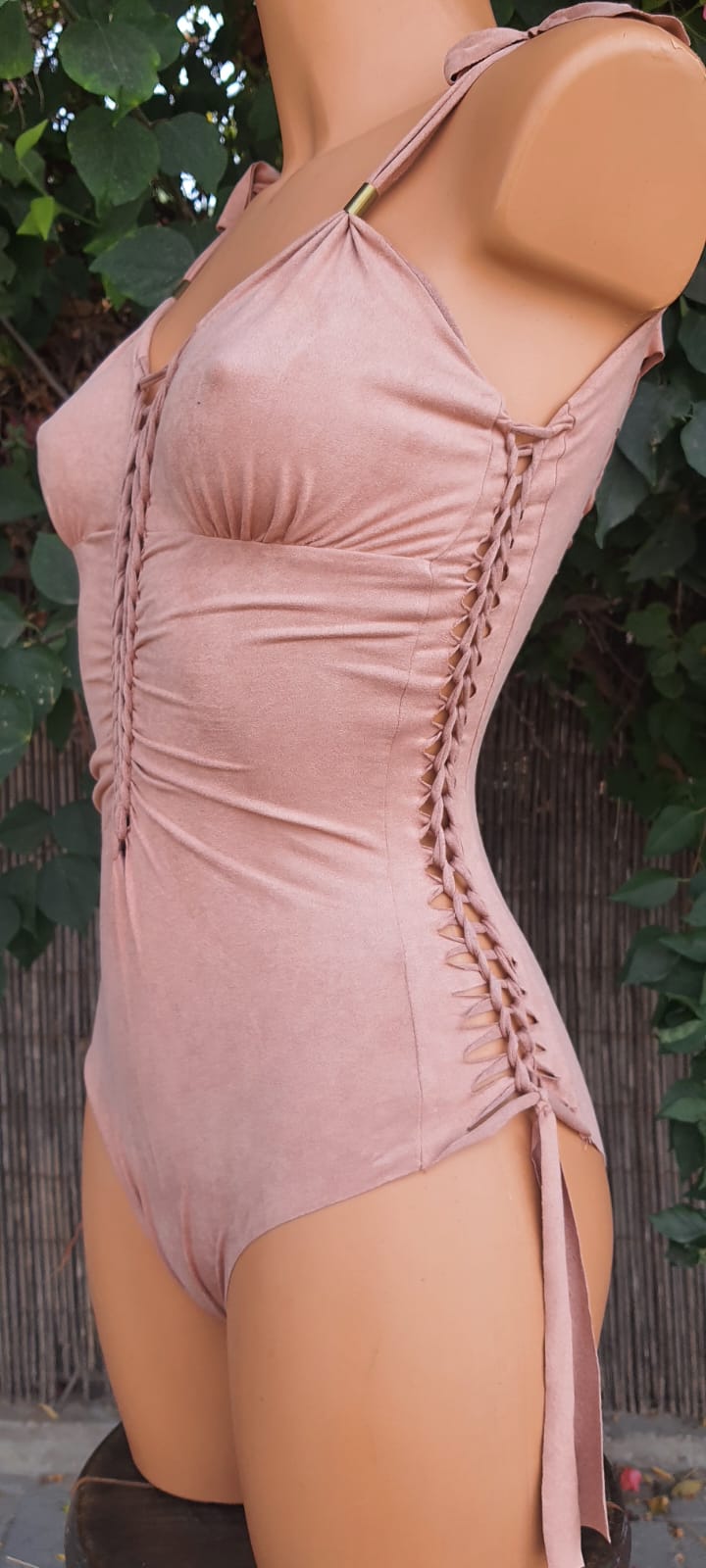 Clearance - Suede Nude Look One Piece Swimsuit For Women "DELI"