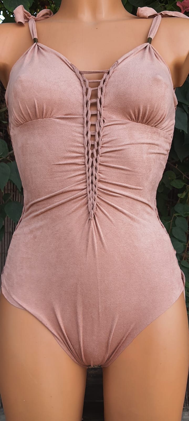 Clearance - Suede Nude Look One Piece Swimsuit For Women "DELI"
