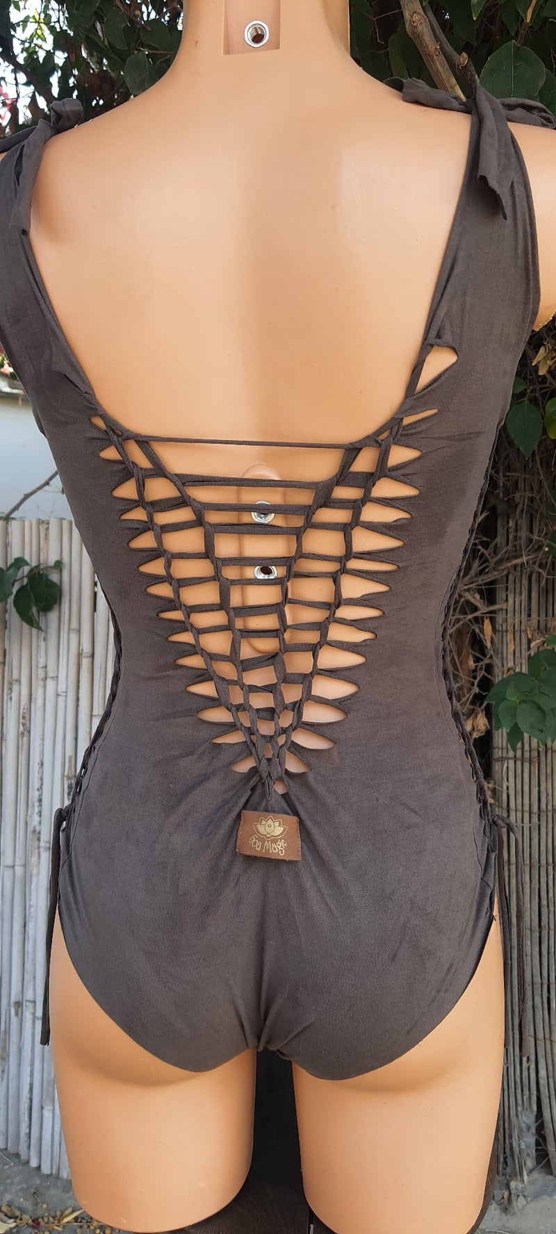 Clearance - Suede Look Olive Green One Piece Swimsuit For Women "DELI"