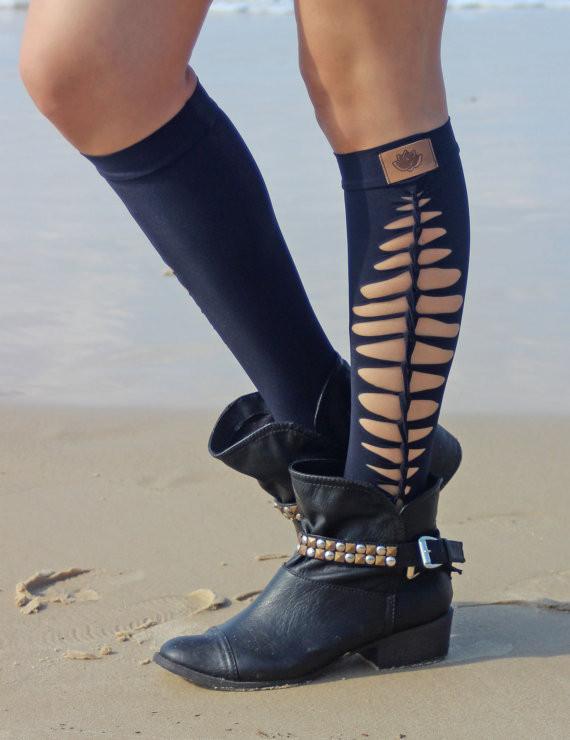 Knee High Leg Warmers In Black - goa-magic-fashion