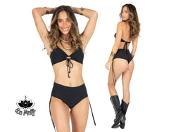 Black Cheeky Booty Bikini Set For Women "ANGIE" - goa-magic-fashion