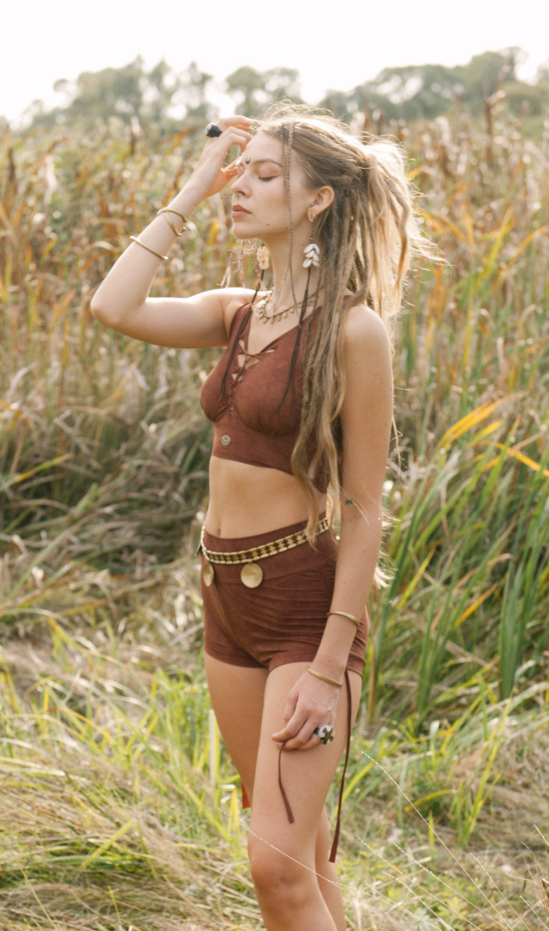 Yoga Tank Top in Shabby Terracotta Brown, Sexy Yoga Clothes