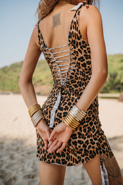Mini Dress in Leopard Print, Boho Dress